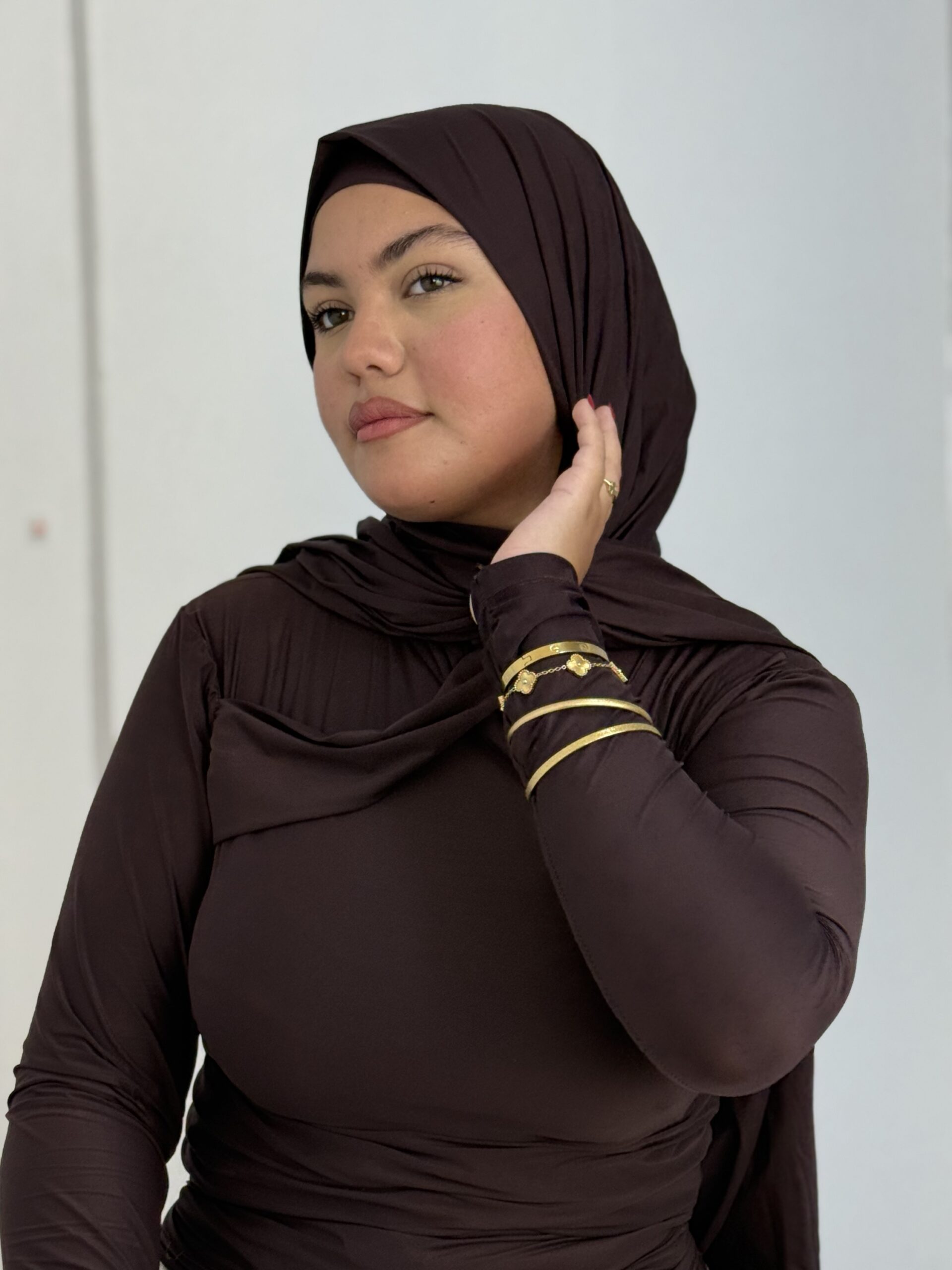 Foulard express 2en1 marron chocolat – Image 3