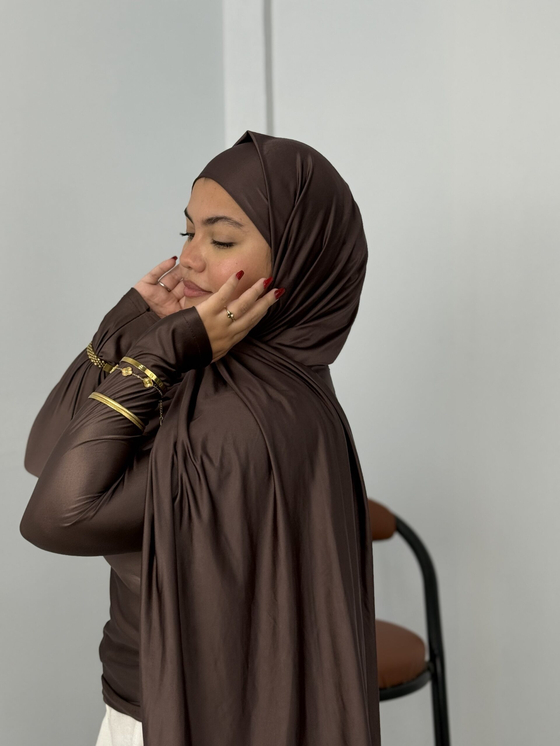 Alternative view of Foulard express marron nacré