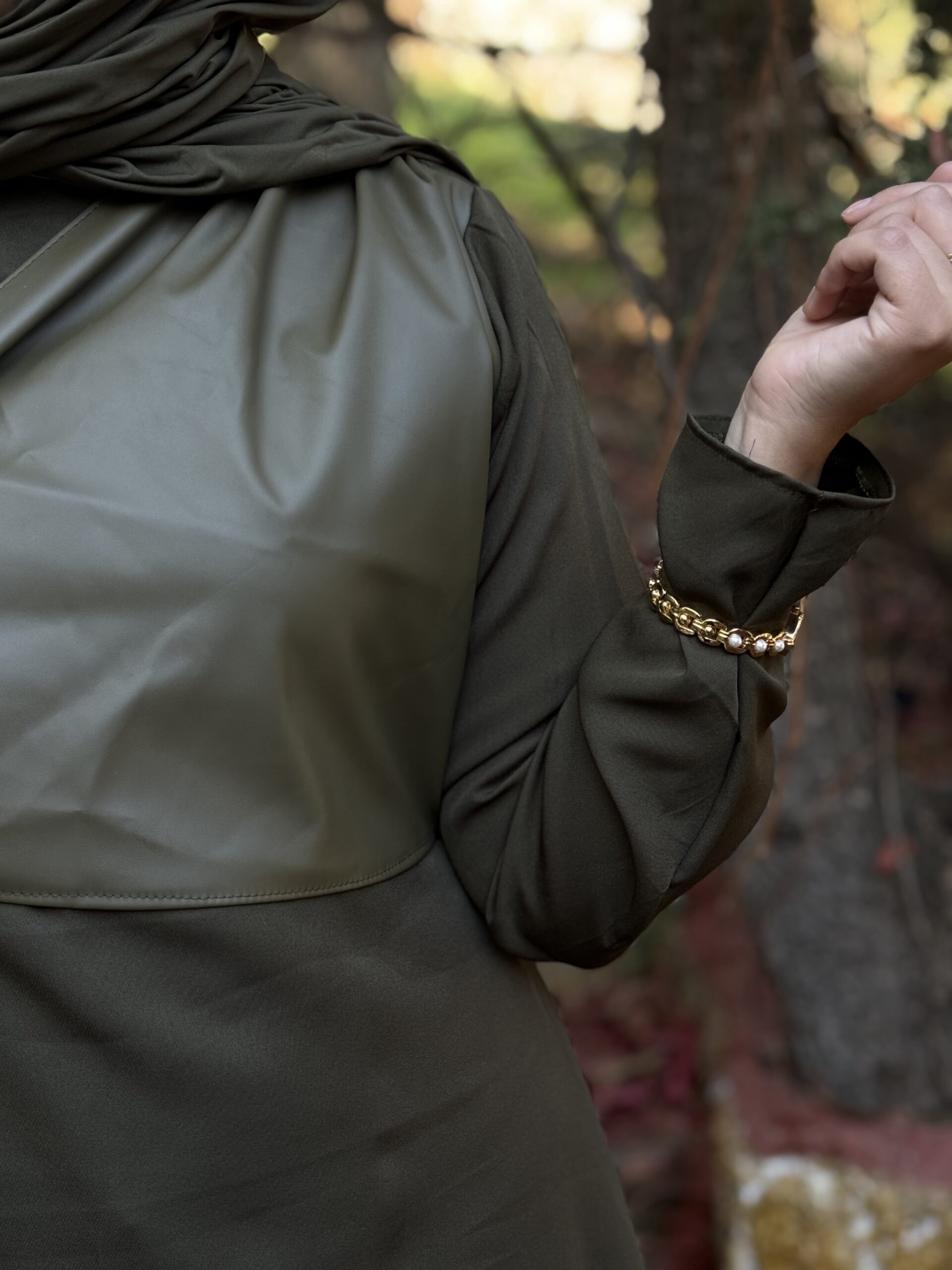 Robe hijab Skaï en vert – Image 3