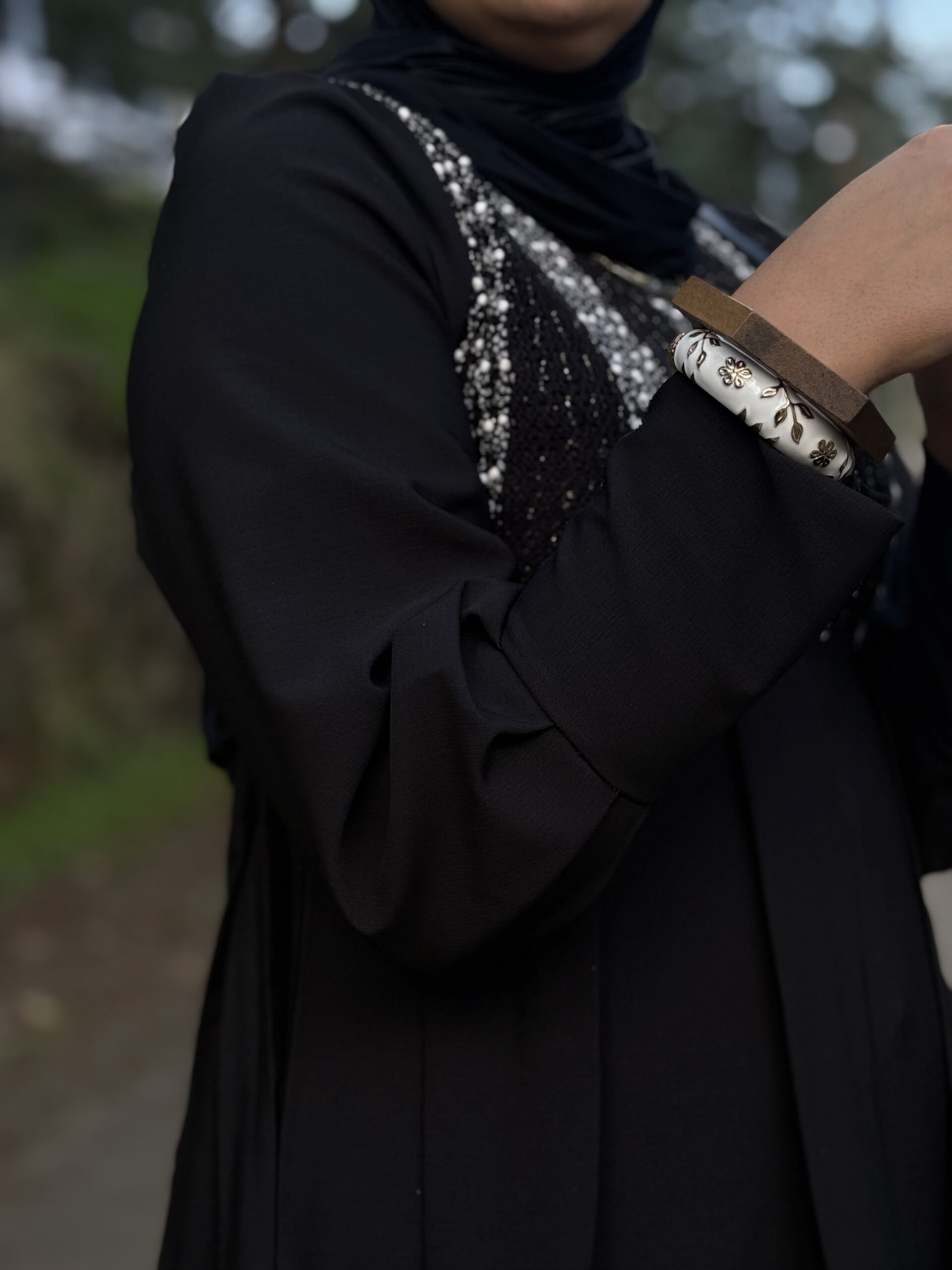 Robe Hijab la turquoise couleur noir & blanc – Image 3