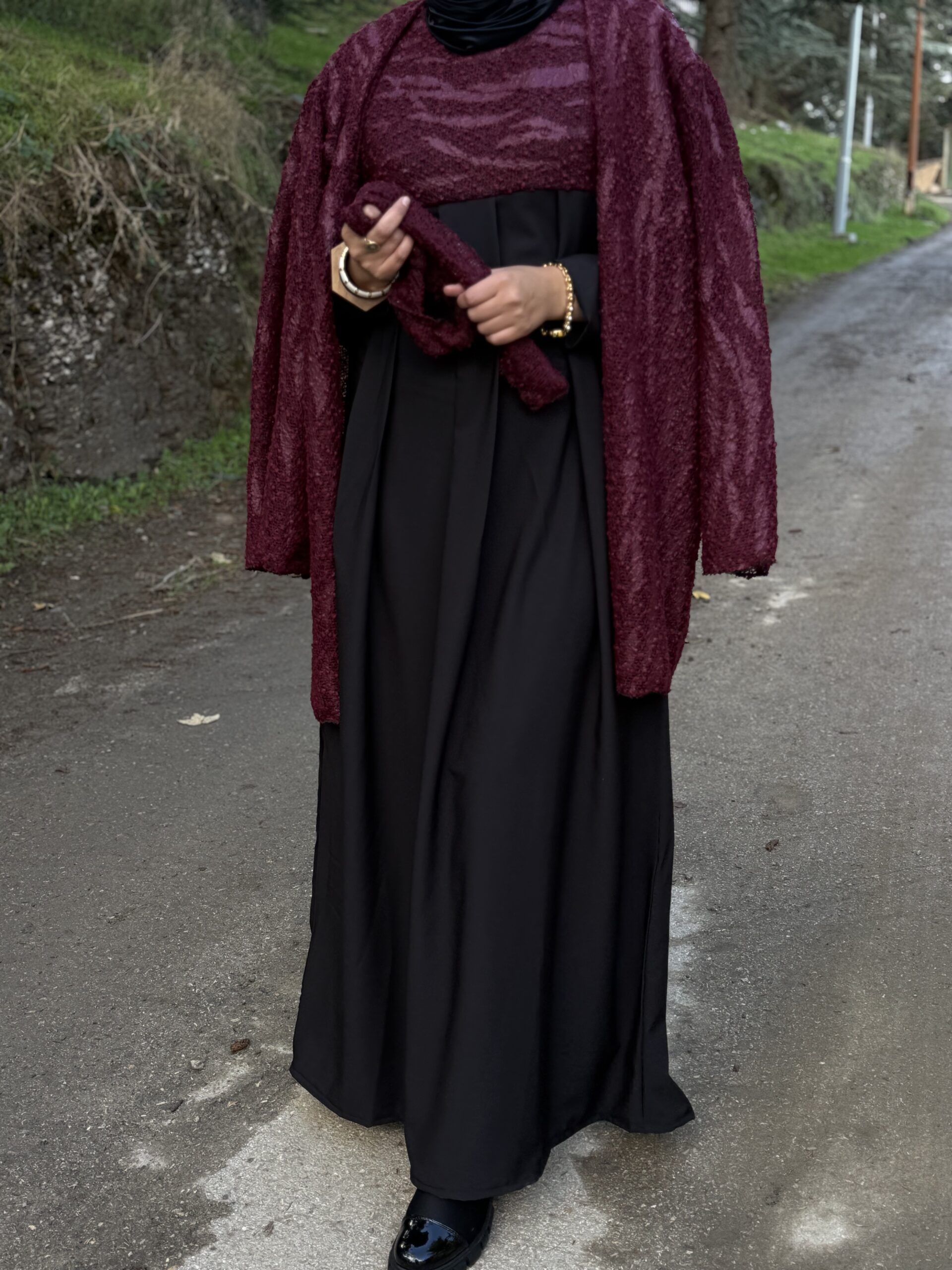Robe Hijab la turquoise noir & bordeau