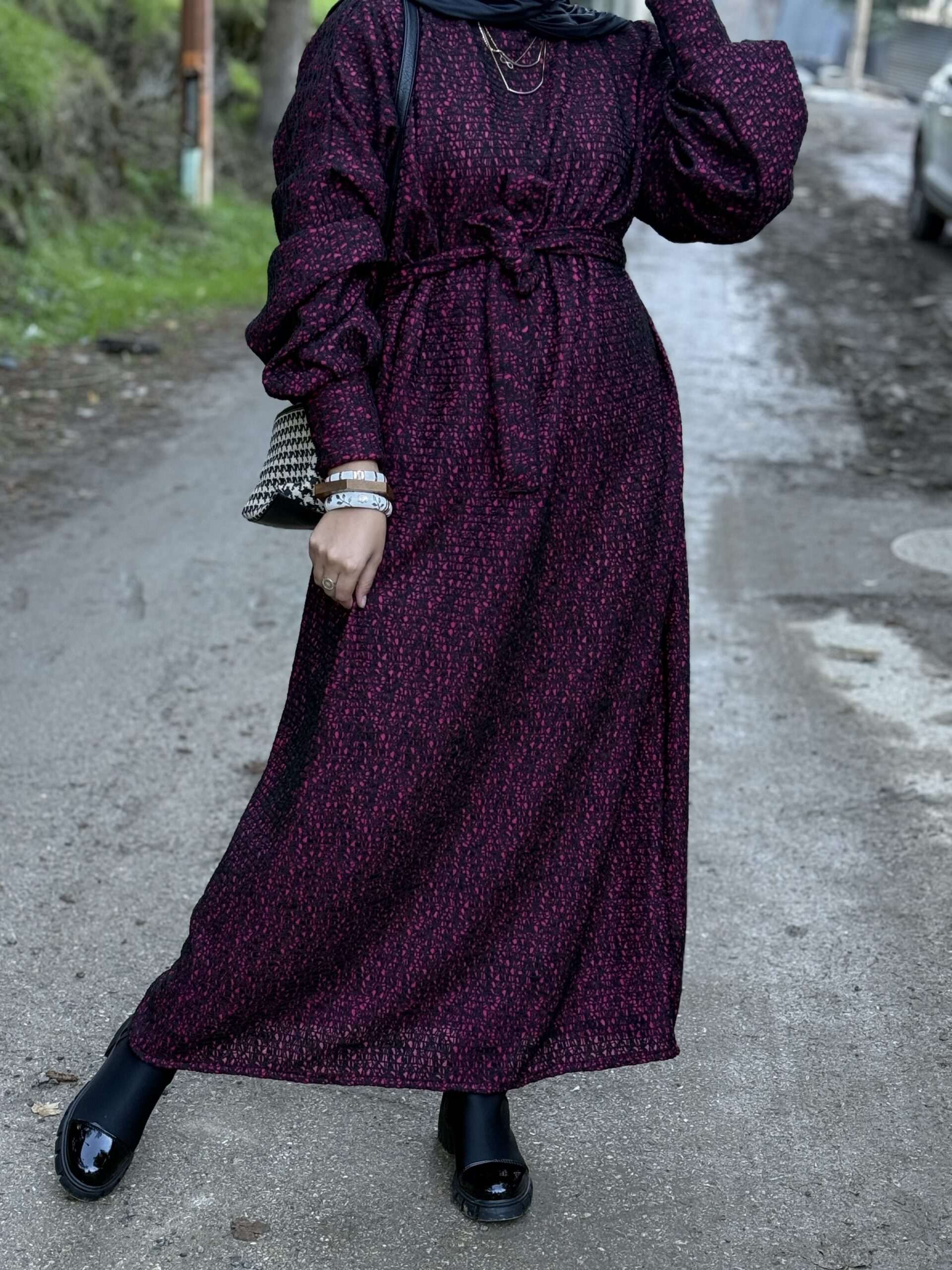 Alternative view of Robe basic Hiver 2026 moucheté fushia