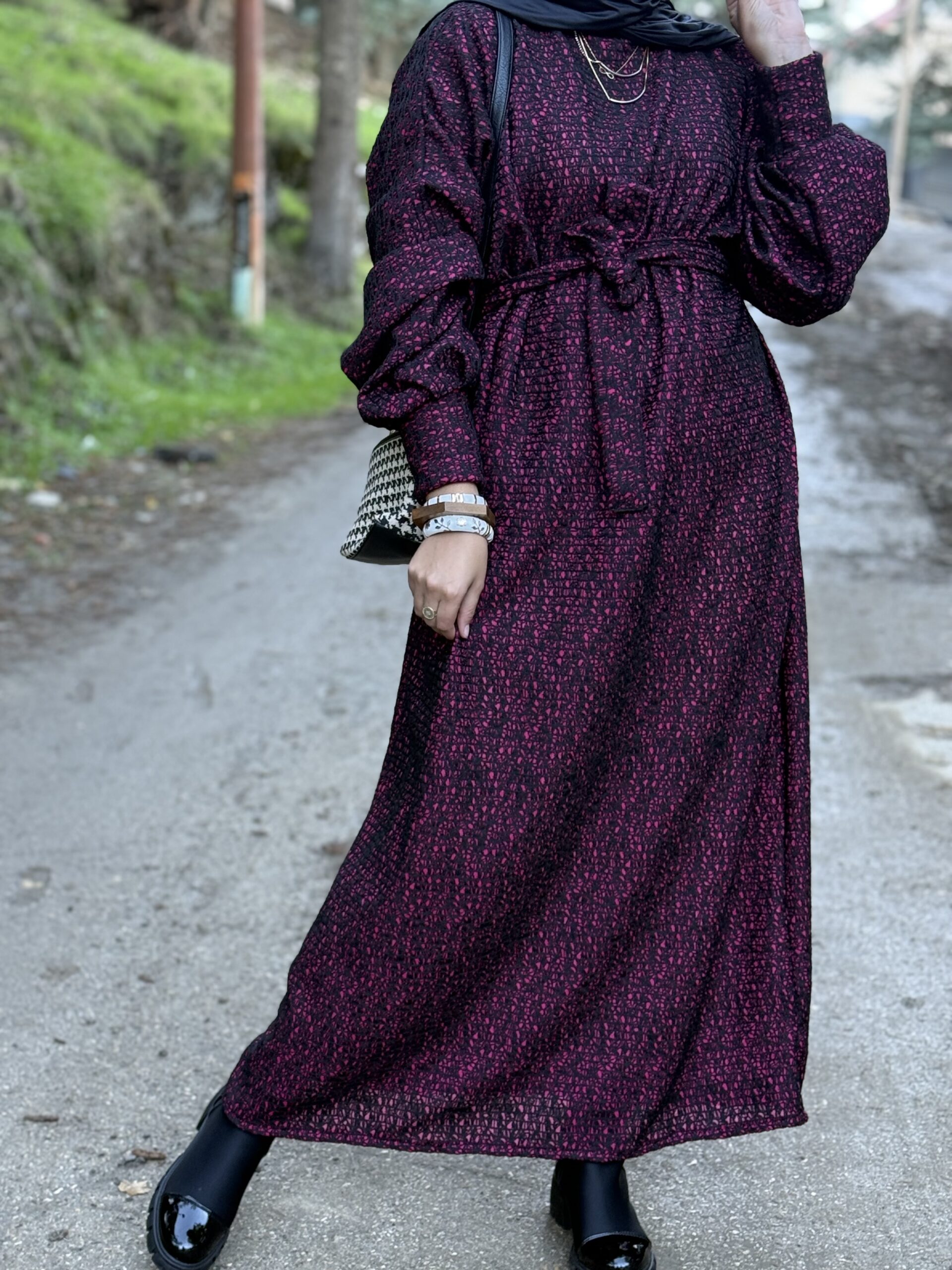 Robe basic Hiver 2026 moucheté fushia