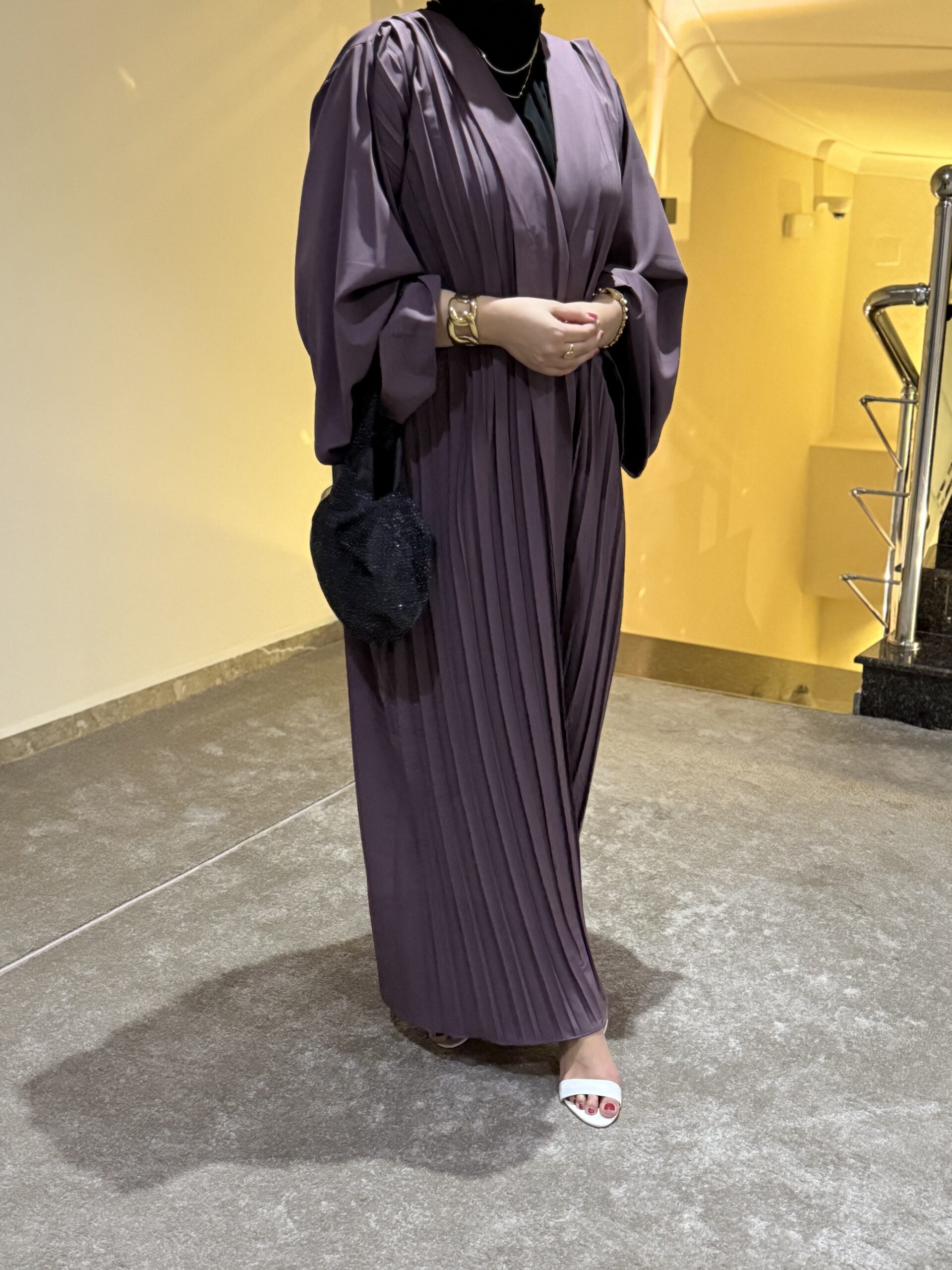 ABAYA PLISEE vieux rose foulard un sac offert