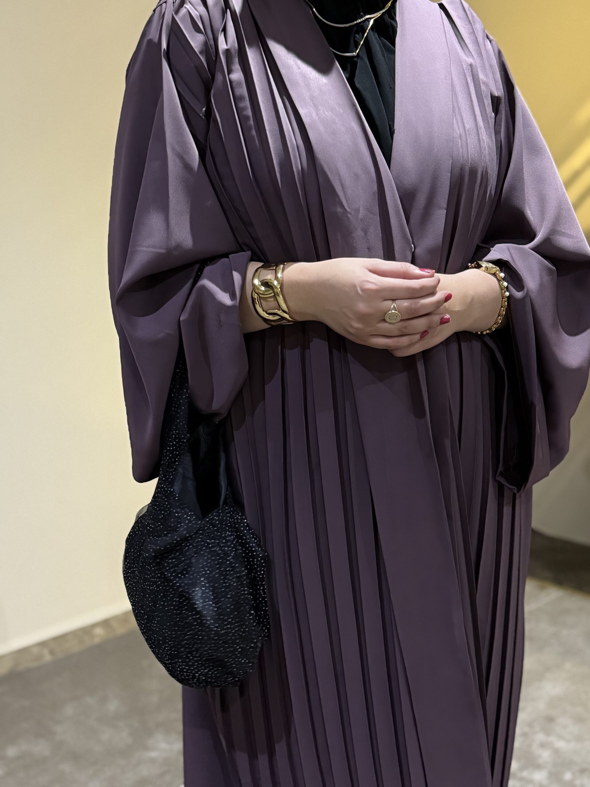 Alternative view of ABAYA PLISEE vieux rose foulard un sac offert