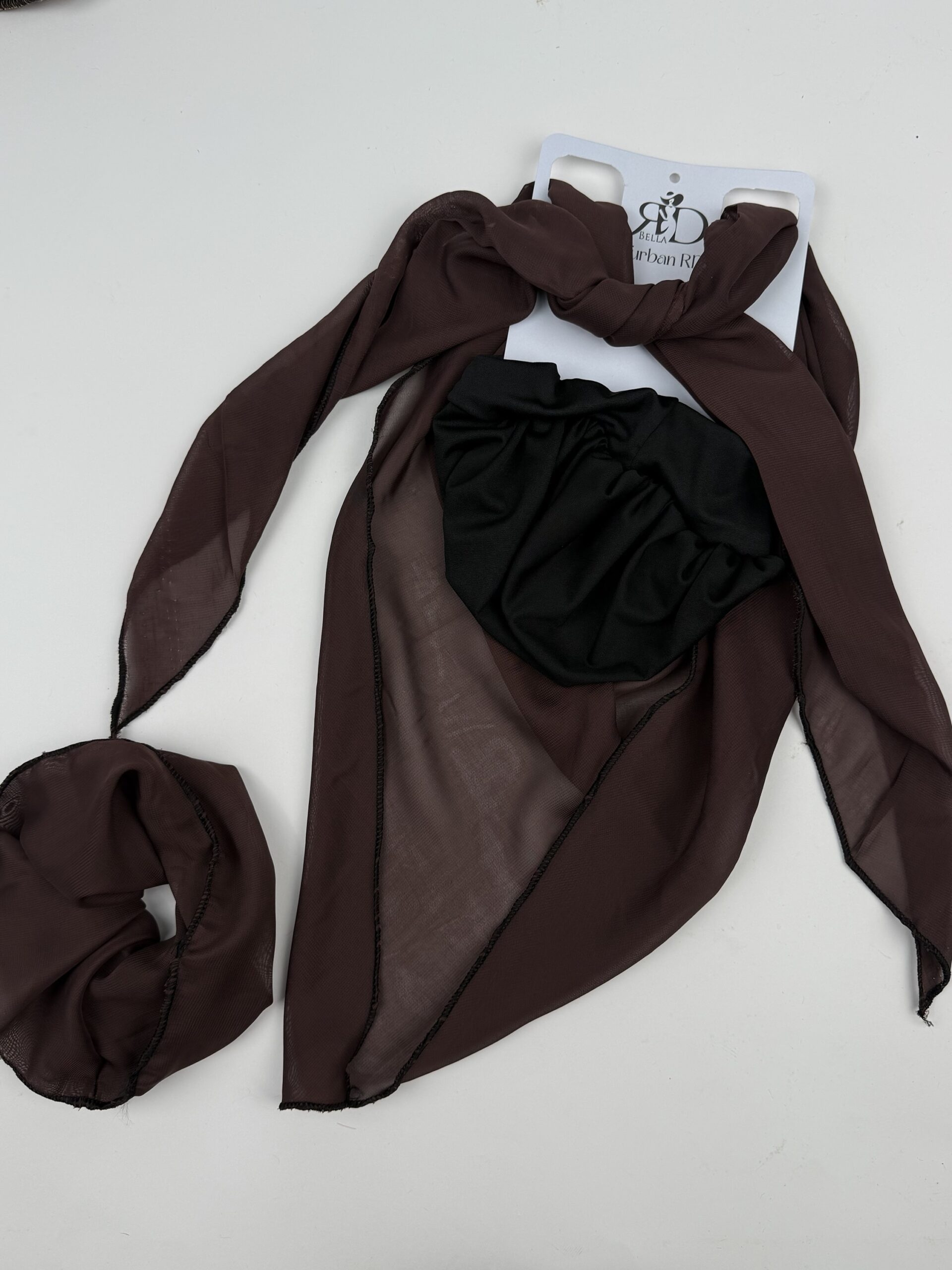 Alternative view of Turban uni marron chocolat