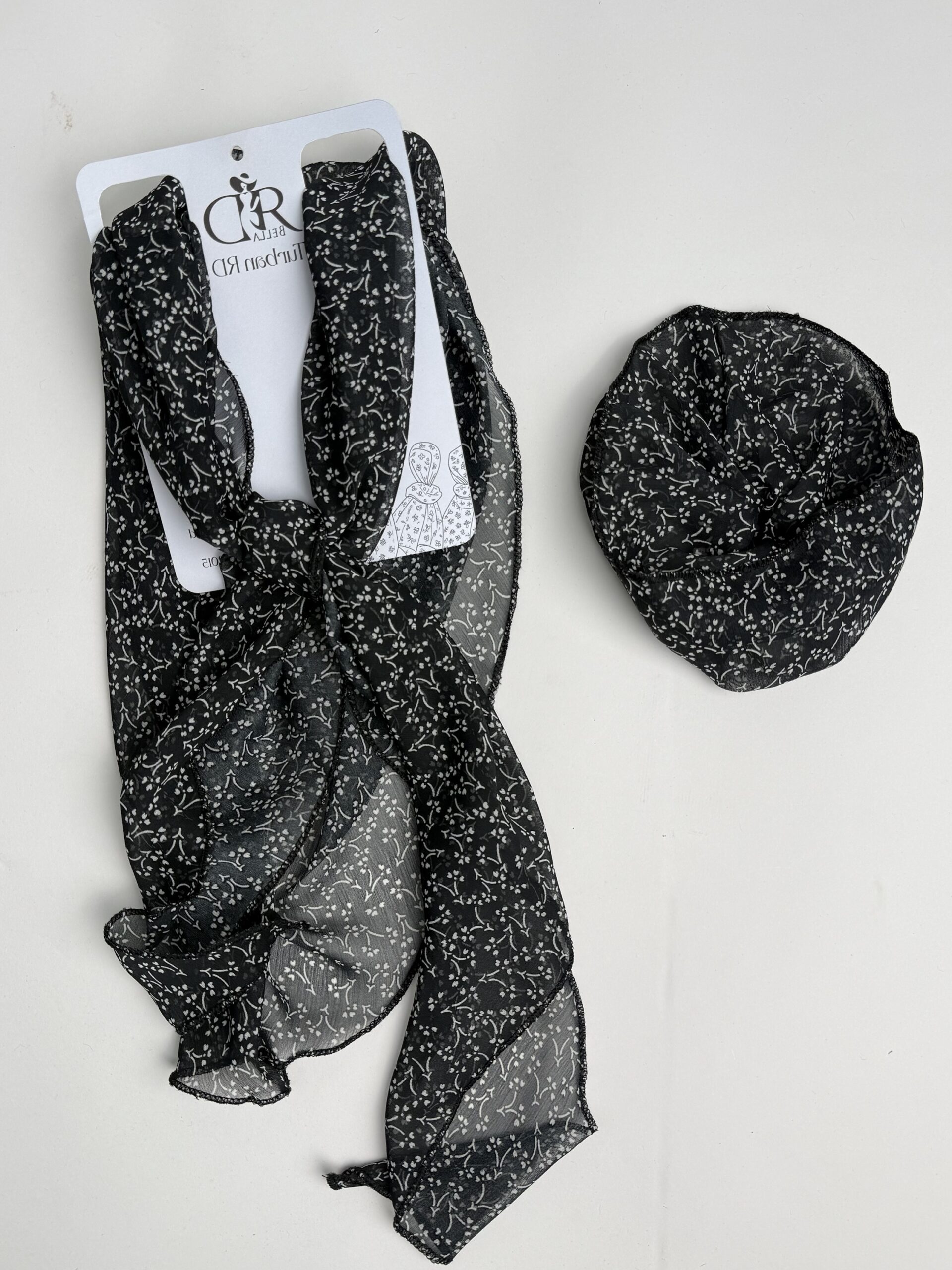 Turban petit fleur  noir