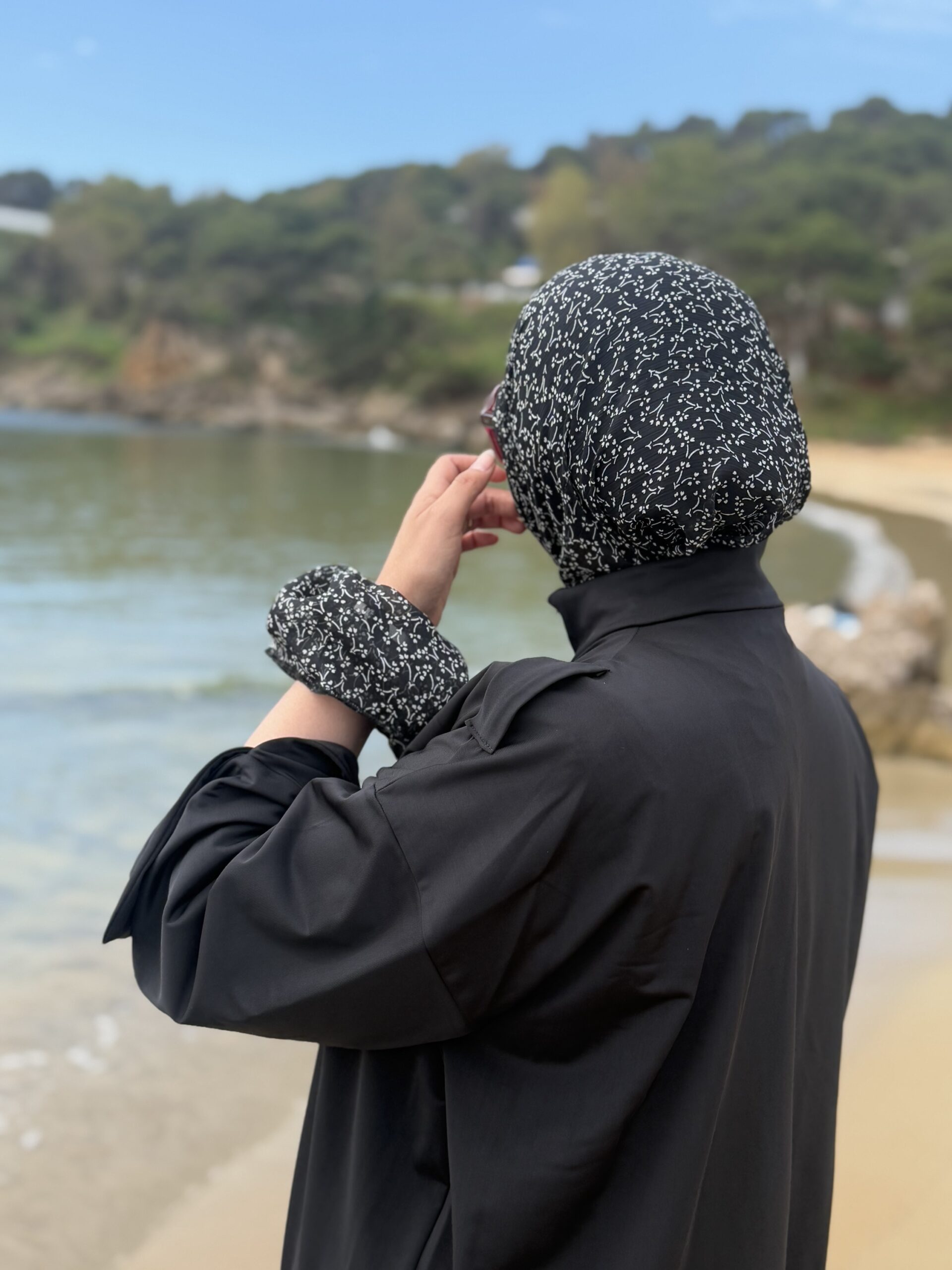Turban petit fleur  noir