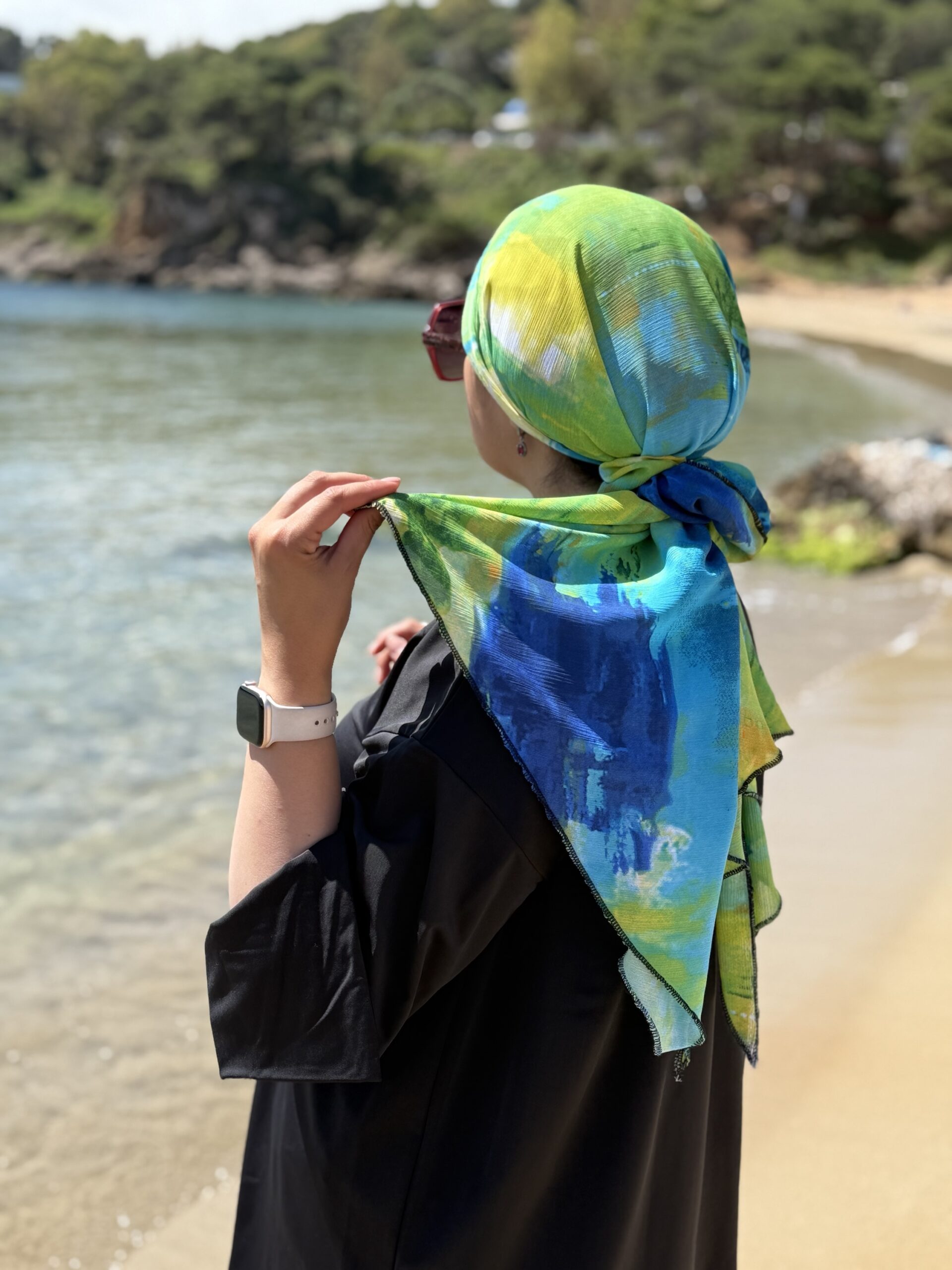 Turban perruche bleu