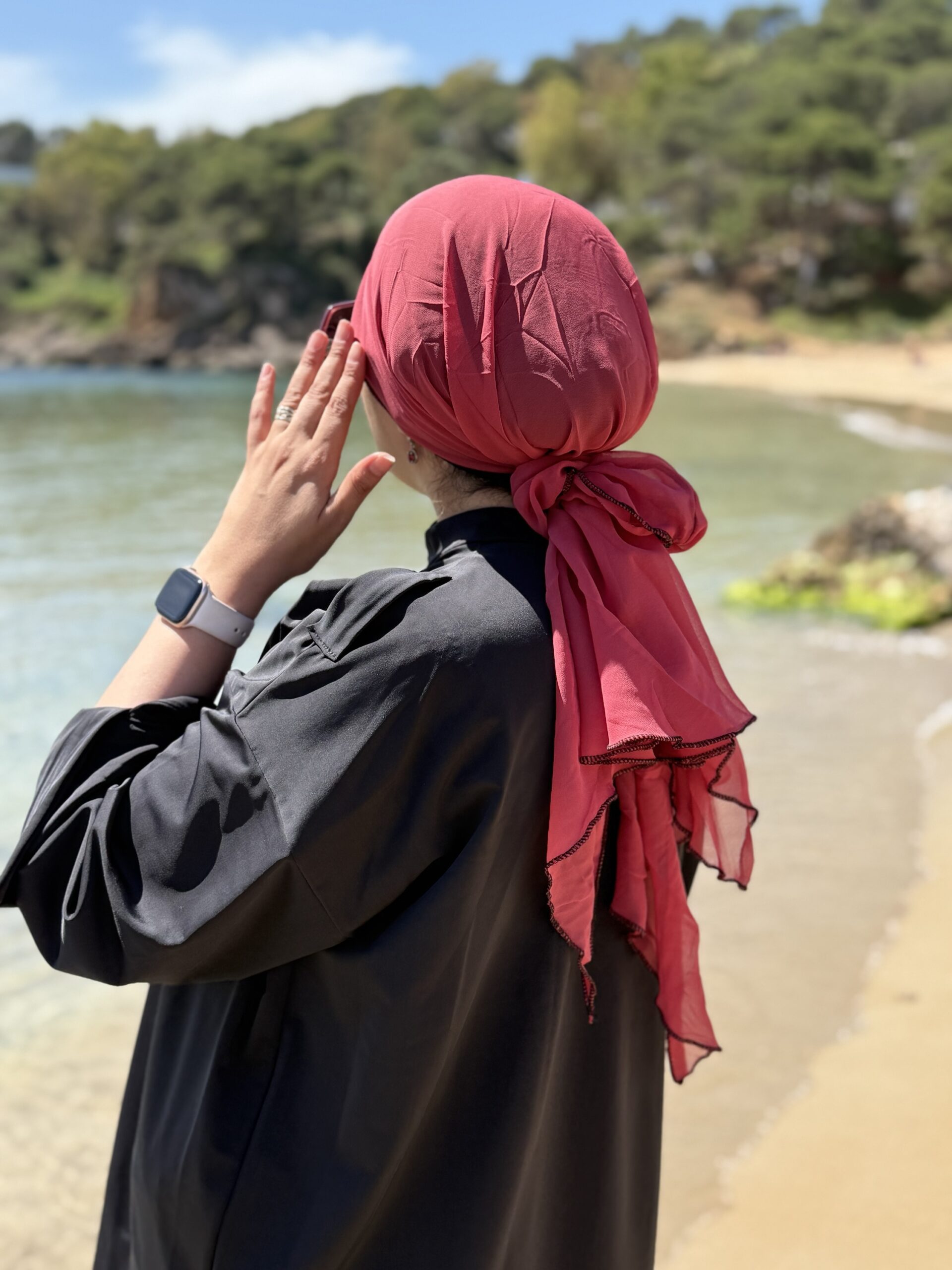 Turban uni cerise