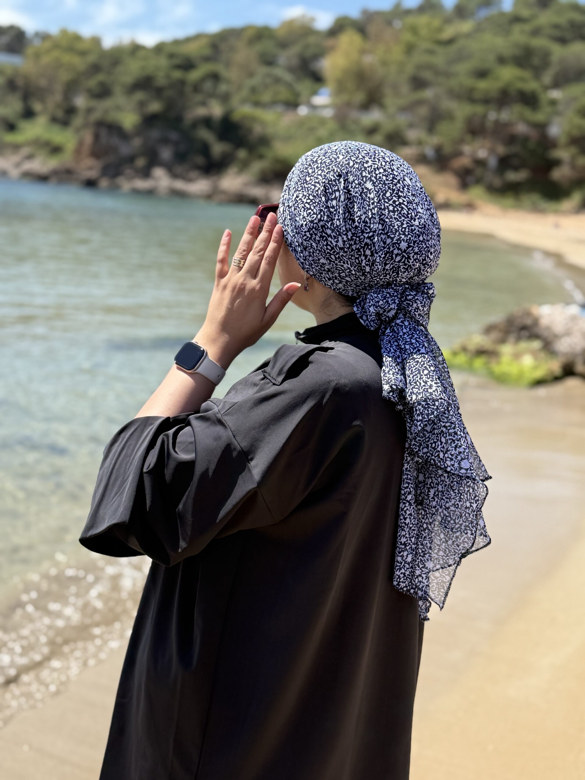 Alternative view of Turban  petit fleur Bleu