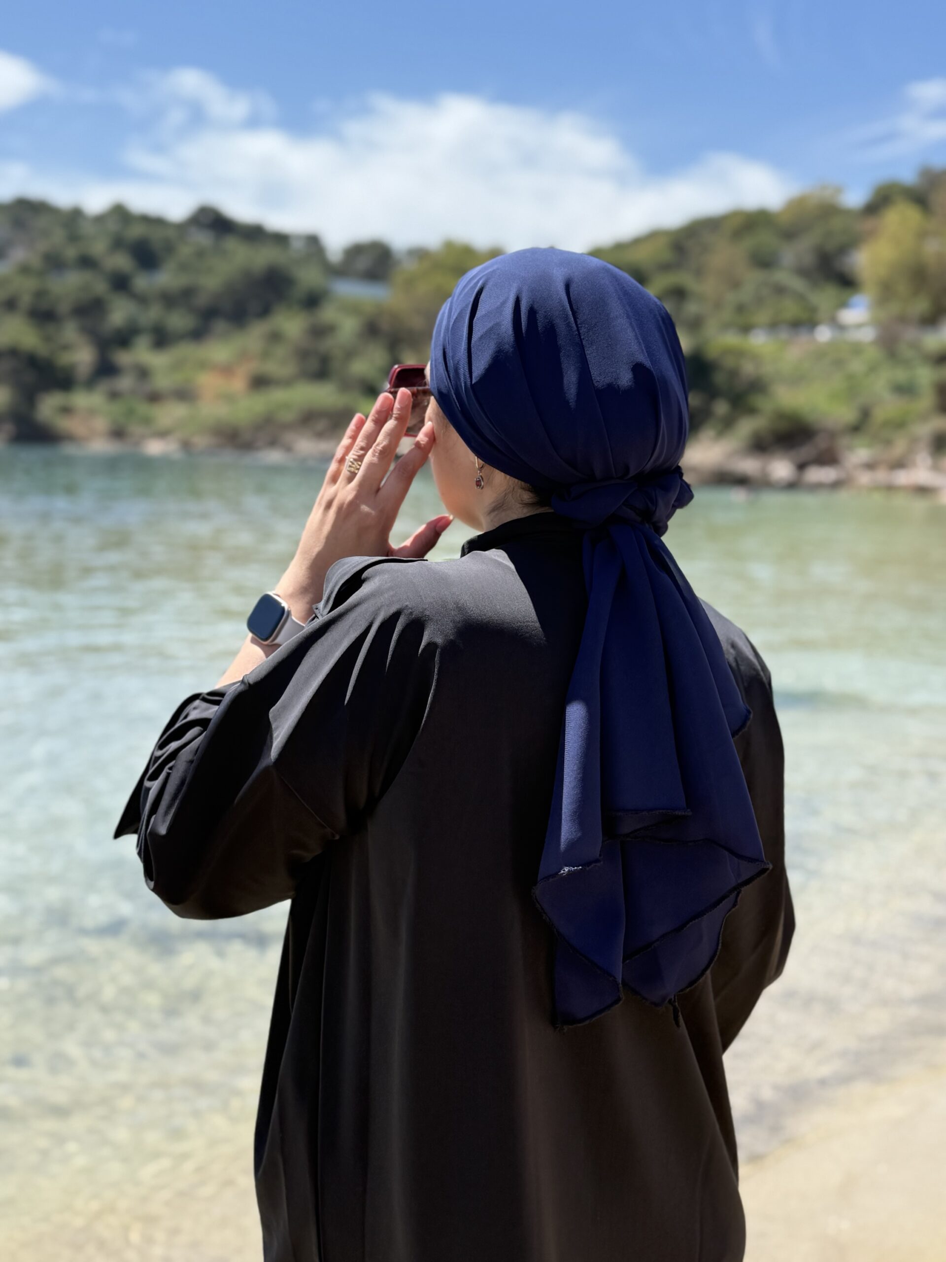 Turban uni bleu