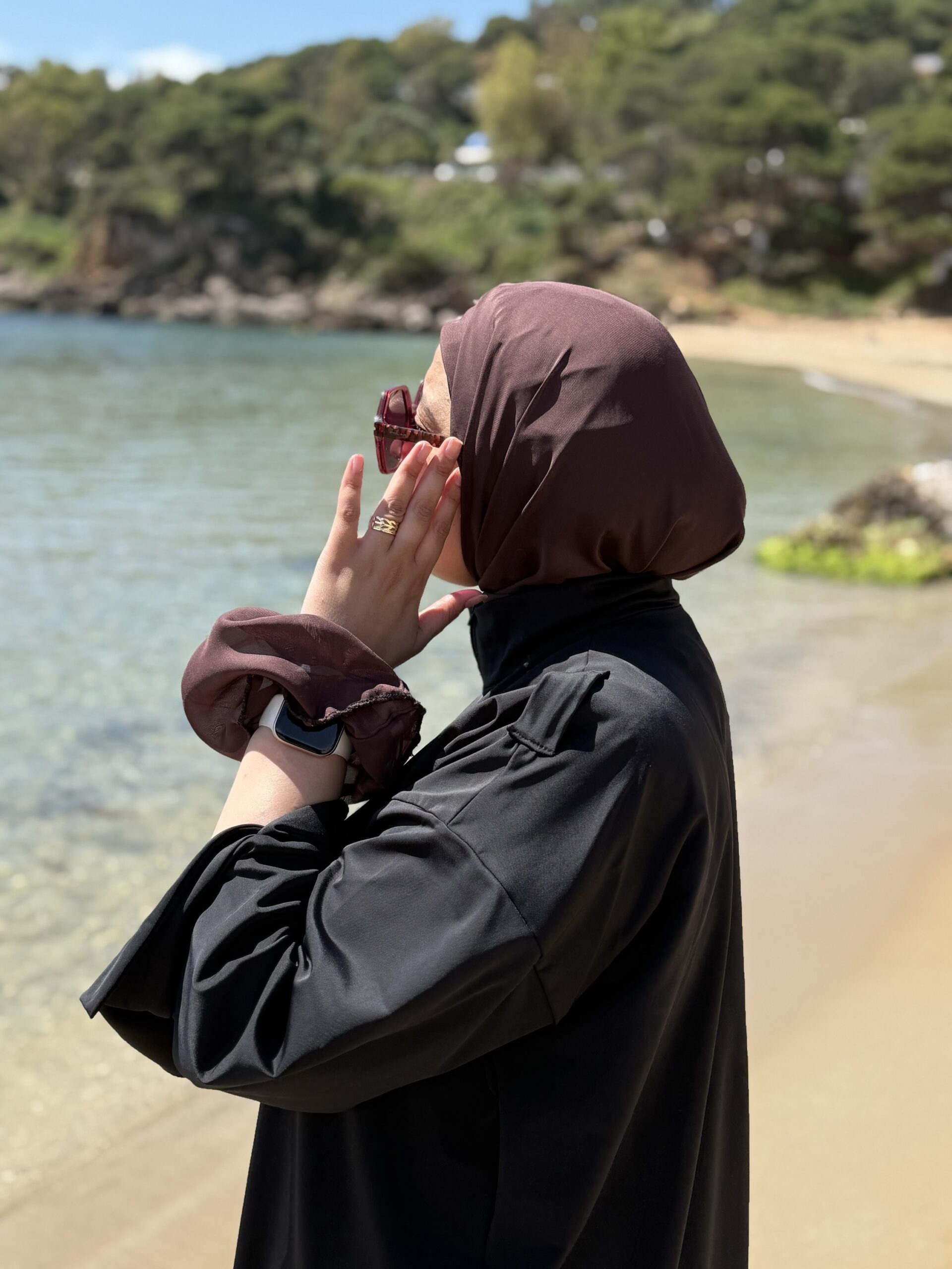 Alternative view of Turban uni marron chocolat