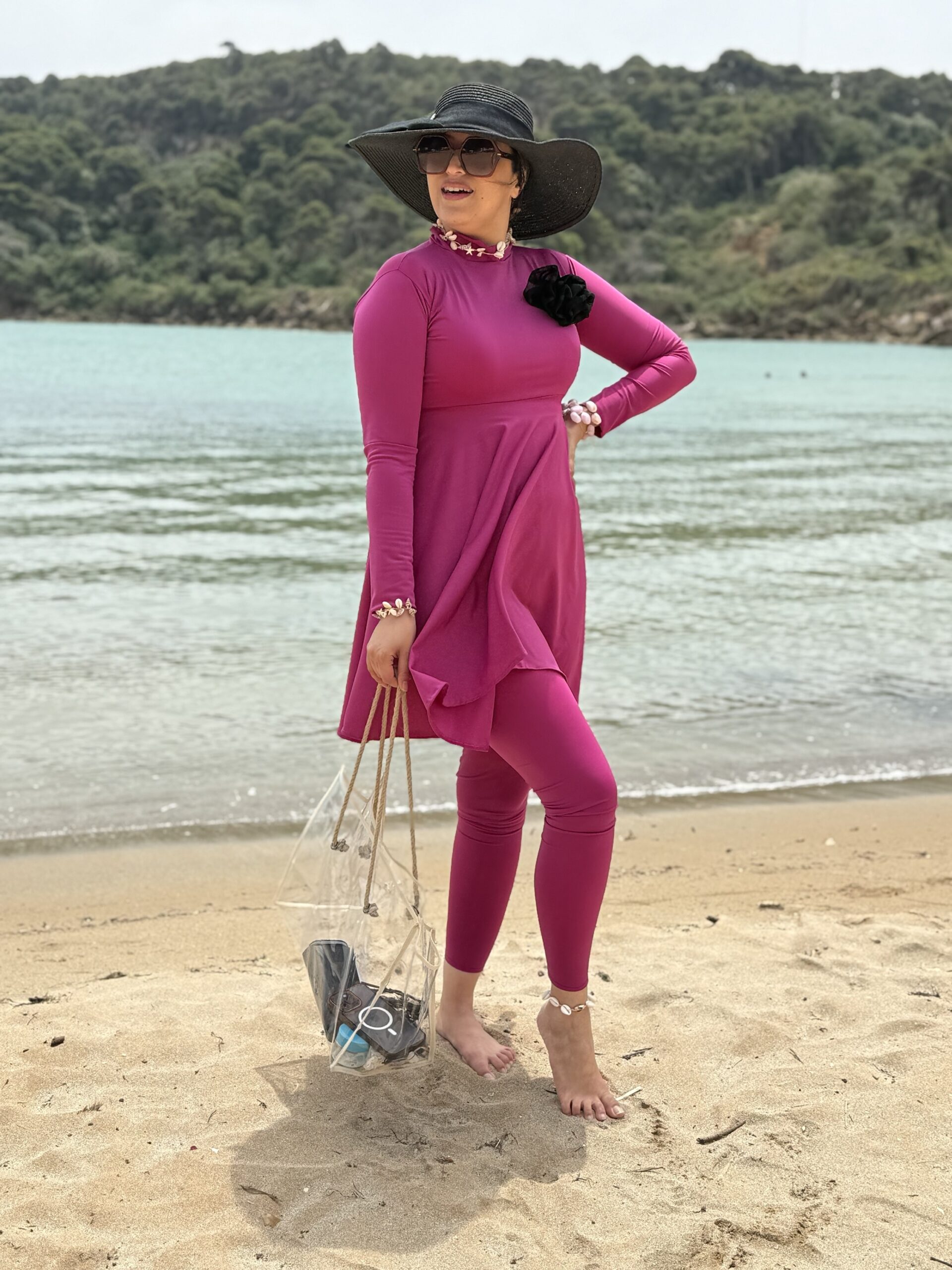 Burkini sirène  fushia ( avec turban à votre choix )