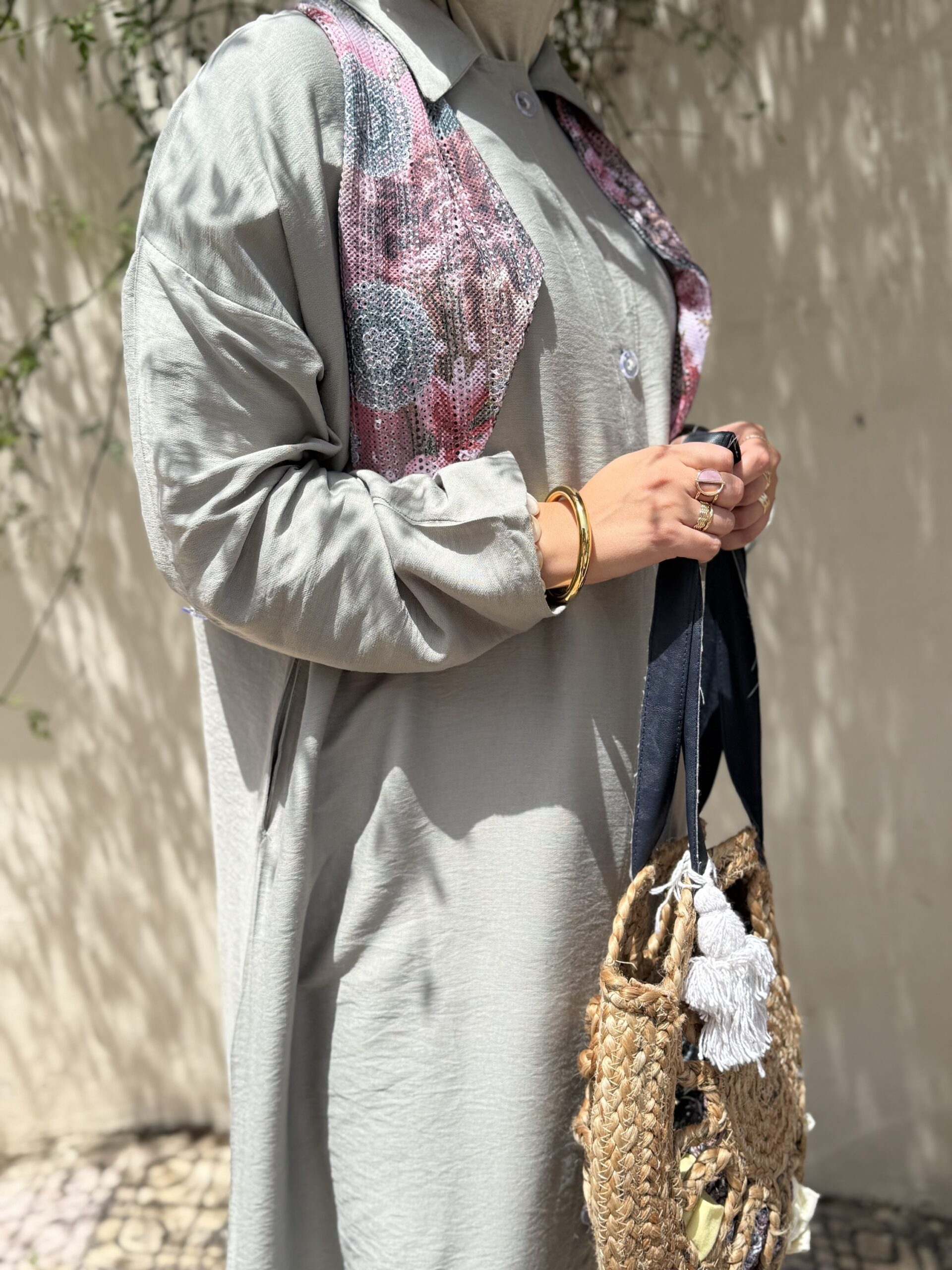 Robe en lin Vert d’eau avec écharpe – Image 3