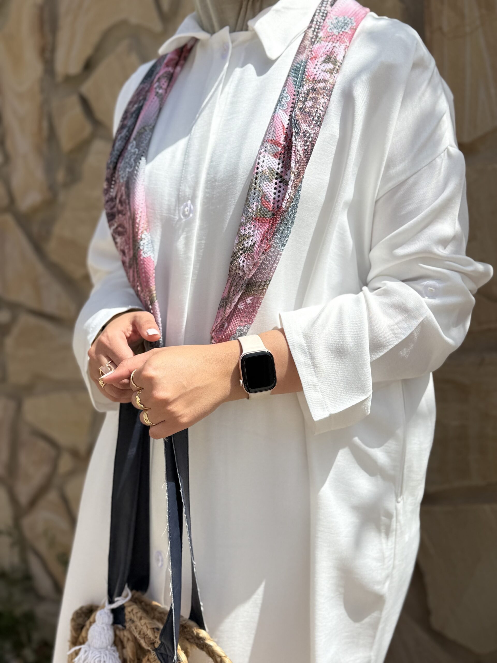 Robe en lin blanche  avec écharpe