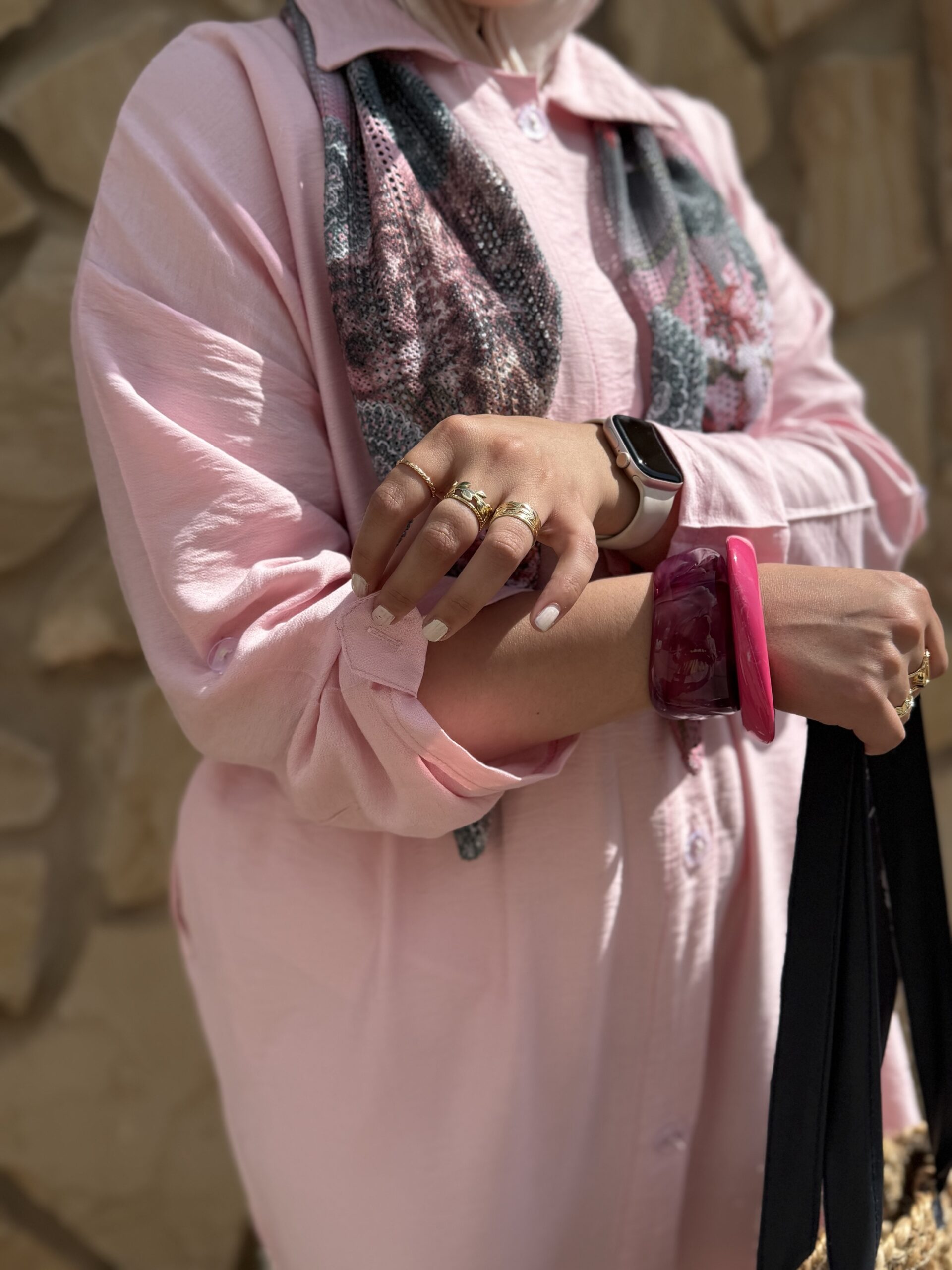 Robe en lin Rose Bébé avec écharpe – Image 3