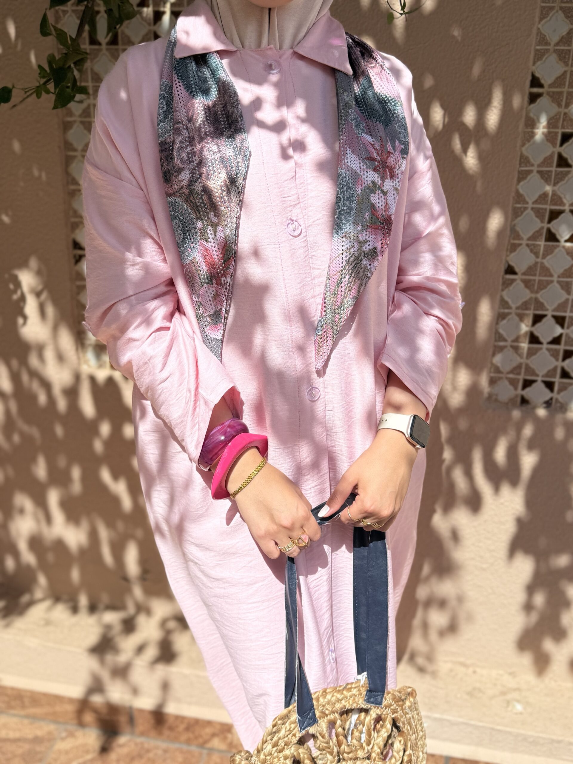 Robe en lin Rose Bébé avec écharpe – Image 4