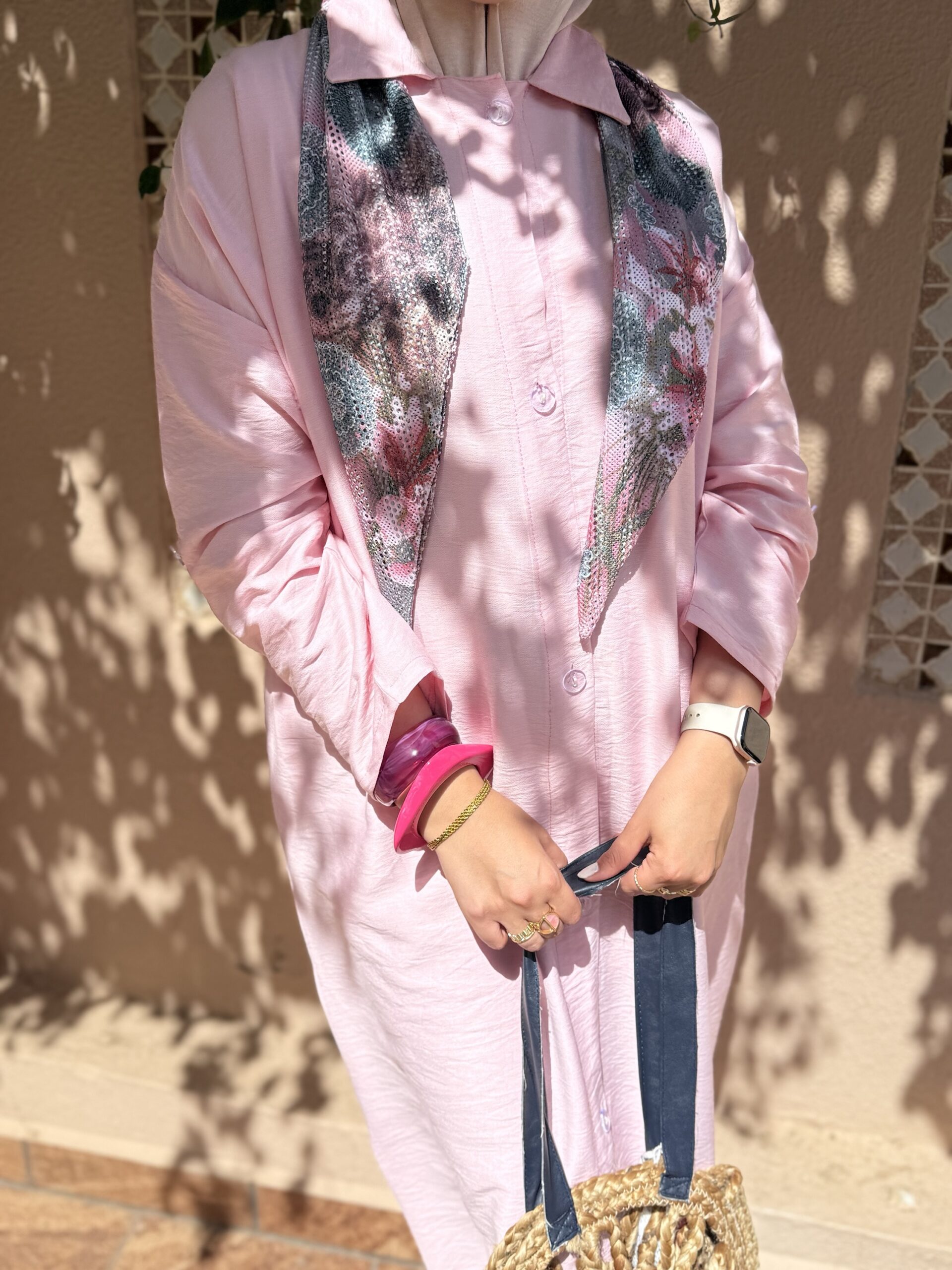 Robe en lin Rose Bébé avec écharpe