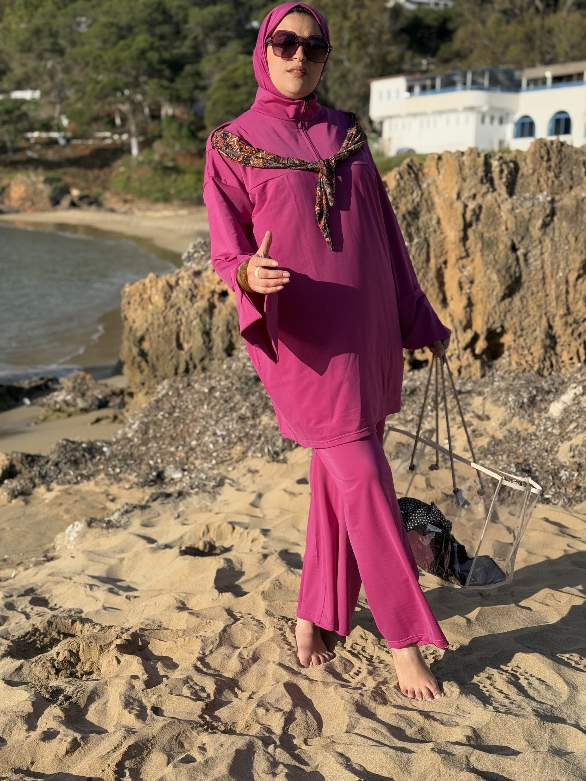 Burkini carré basic Rose fushia – Image 3