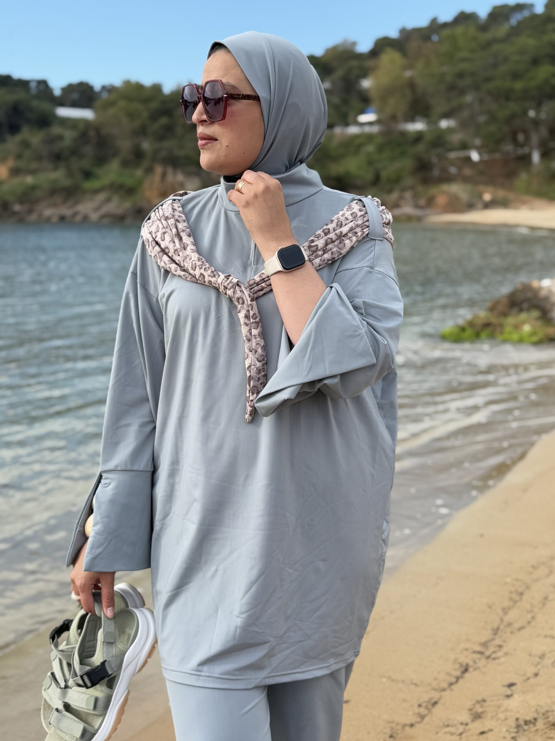 Burkini carré basic Gris – Image 4