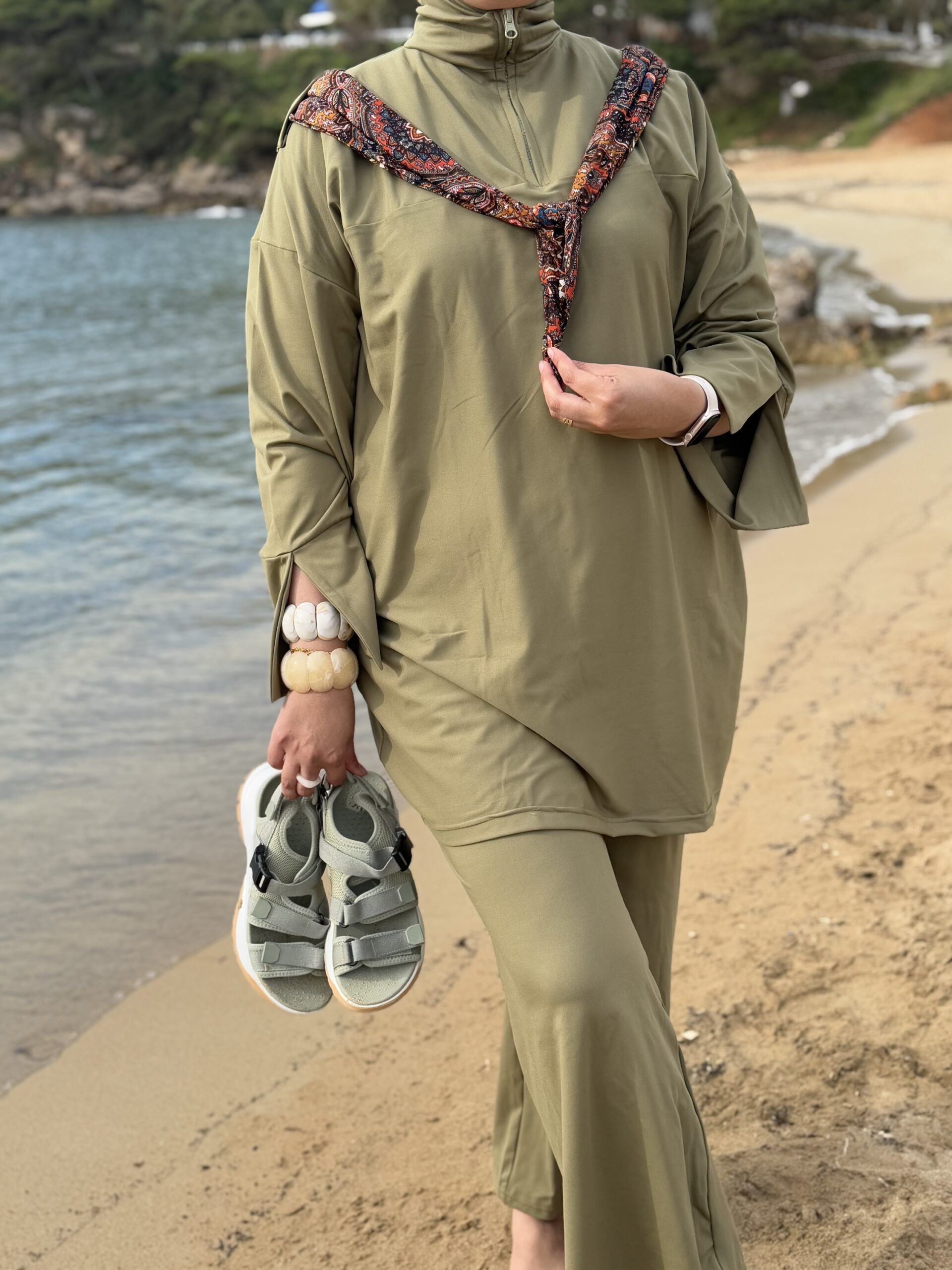Burkini carré basic Vert mili