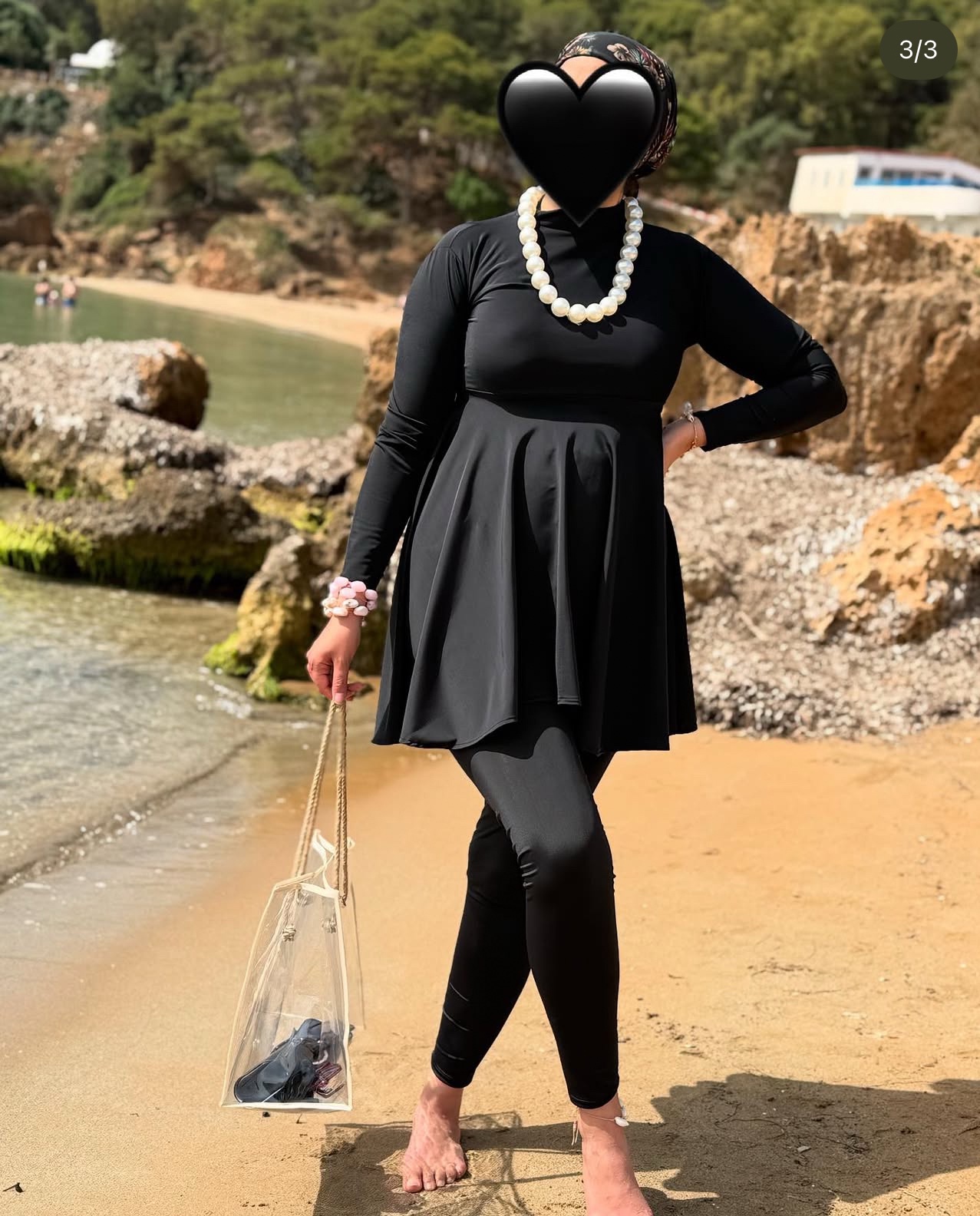 Burkini sirène  Noir  ( avec turban à votre choix )