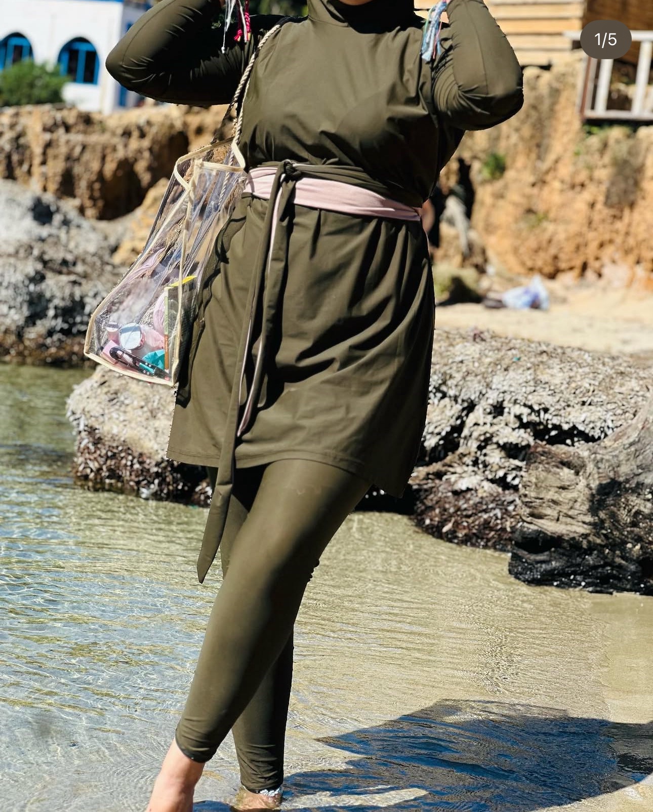 Burkini epaullete vert