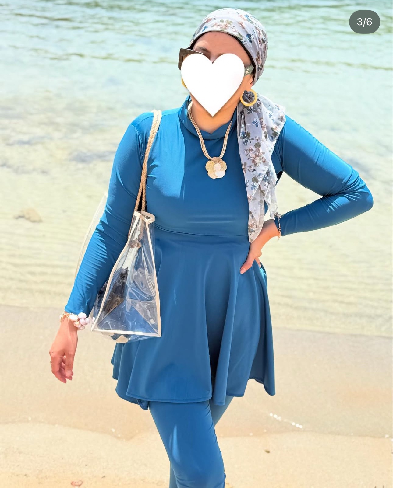 Burkini sirène  bleu  ( avec turban à votre choix )