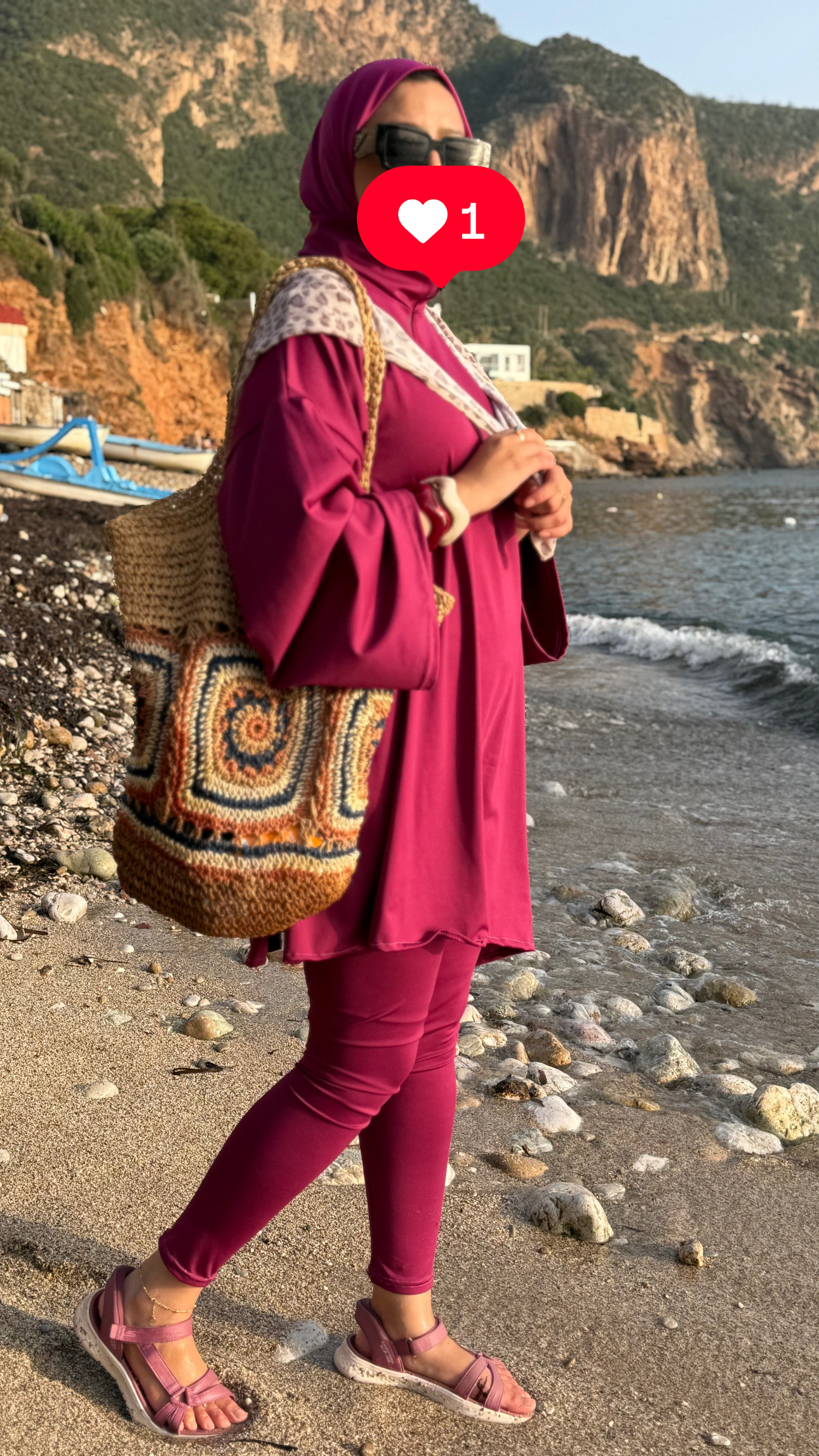 Burkini papillon Rose fushia