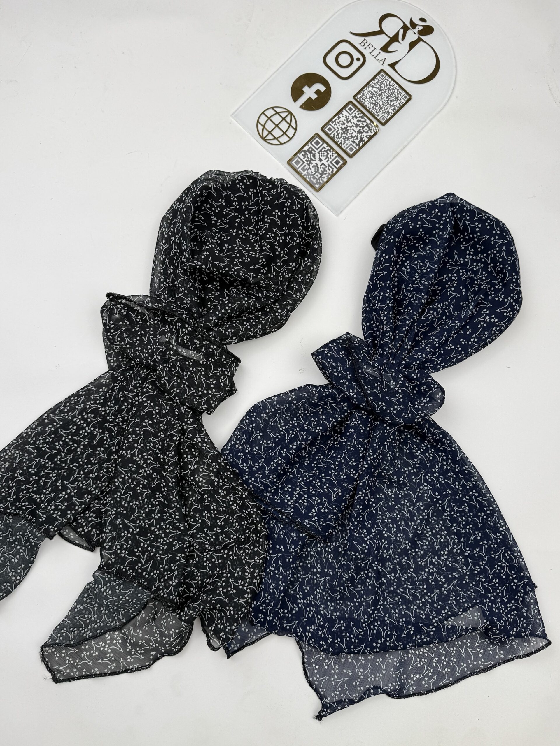Turban fleurette  bleu NV